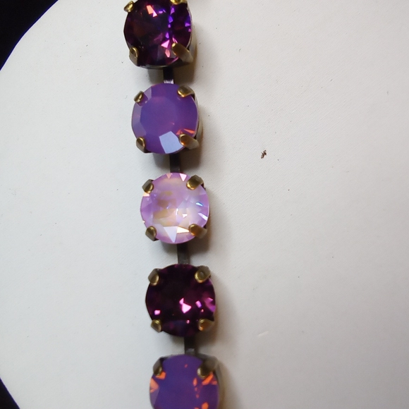 Swarovski Amethyst Opal and Lavender Crystal Bracelet on Brass - Picture 4 of 7